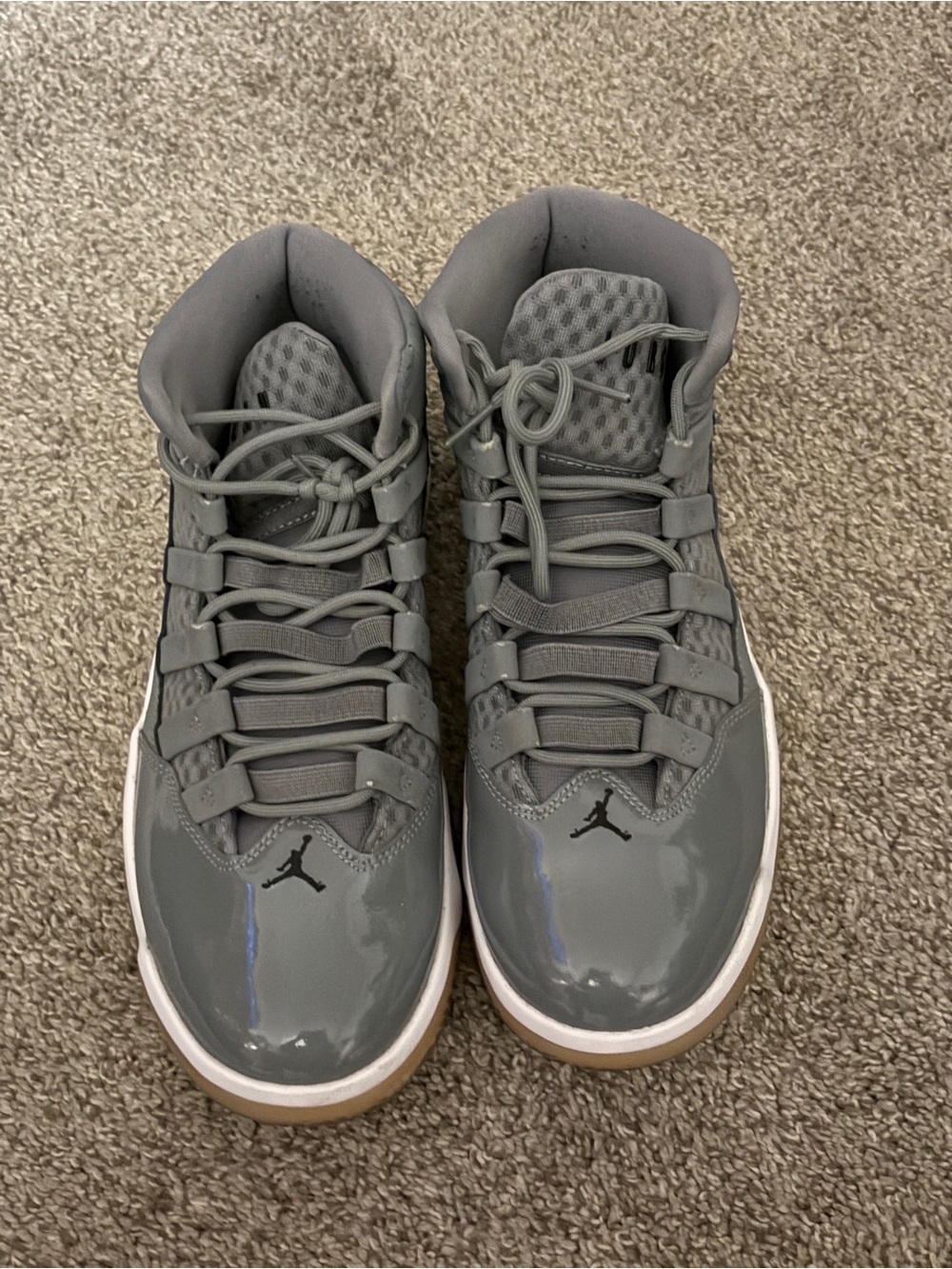 Jordan High-Top Basketball Sneakers in Grey with Gum Sole